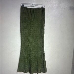 Topshop Green Smocked Trumpet Maxi Skirt
